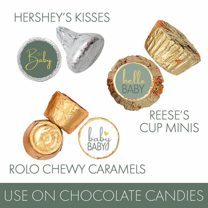 Sweet Baby Gender Neutral: Green- Baby Shower  Stickers - Fits on Hershey's Kisses - 180 Pack - Distinctivs Party