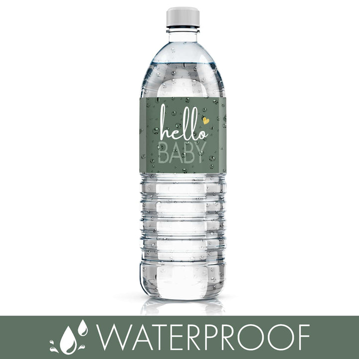 Sweet Baby Gender Neutral: Green - Baby Shower Water Bottle Labels - 24 Stickers - Distinctivs Party
