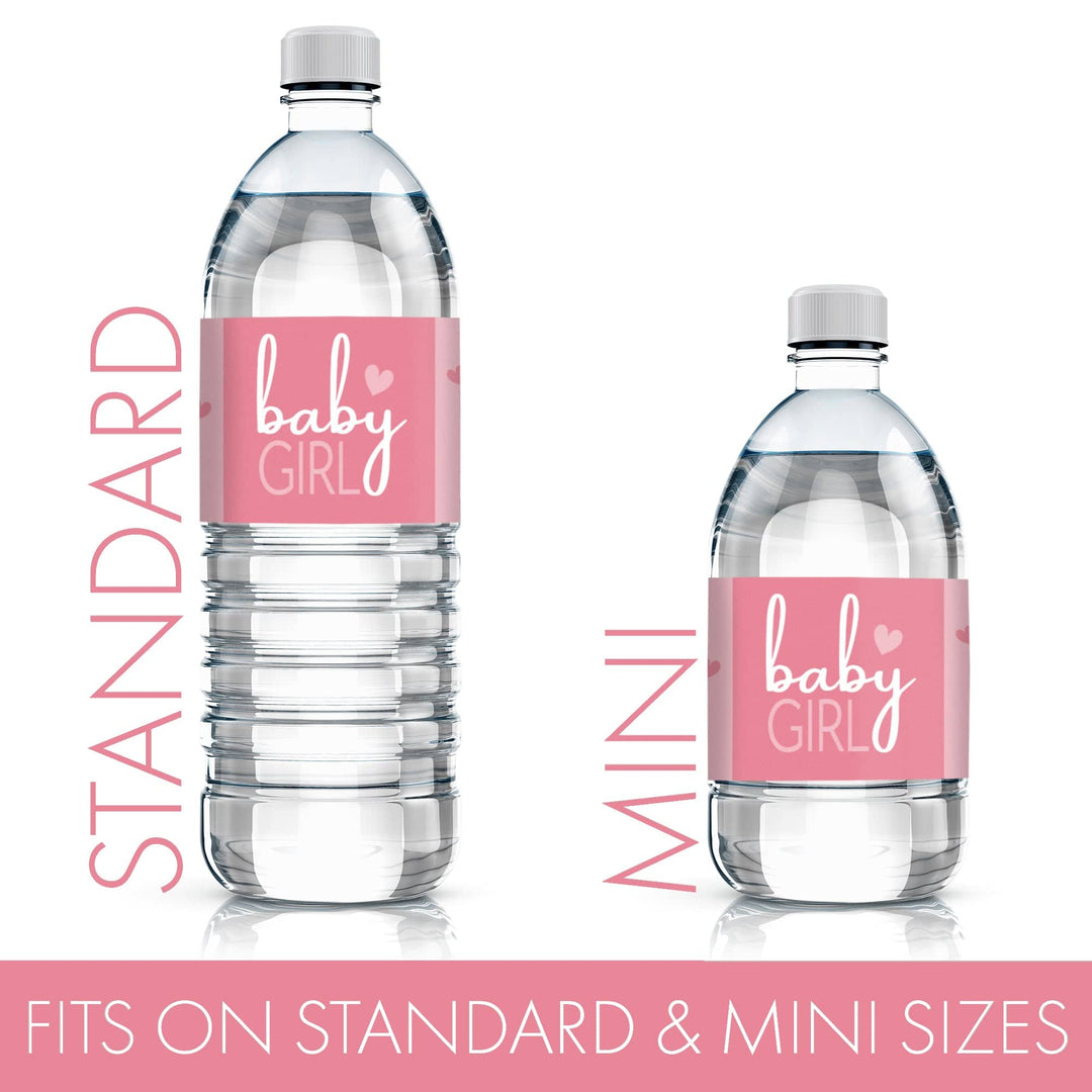 Sweet Baby Girl: Pink - Baby Shower Water Bottle Labels - 24 Stickers