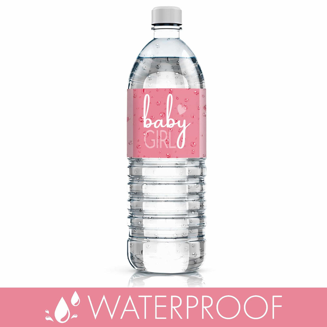 Sweet Baby Girl: Rosa - Etiquetas para botellas de agua para baby shower - 24 pegatinas