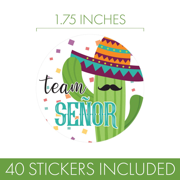 Taco 'Bout a Baby: Baby Gender Reveal "Team Señor or Señorita" Stickers - 40 Stickers - Distinctivs Party