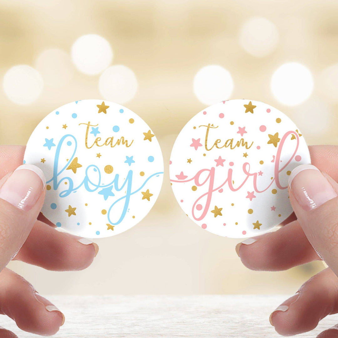 Twinkle Twinkle Little Star Gender Reveal Party - Team Boy or Girl - 40 Stickers