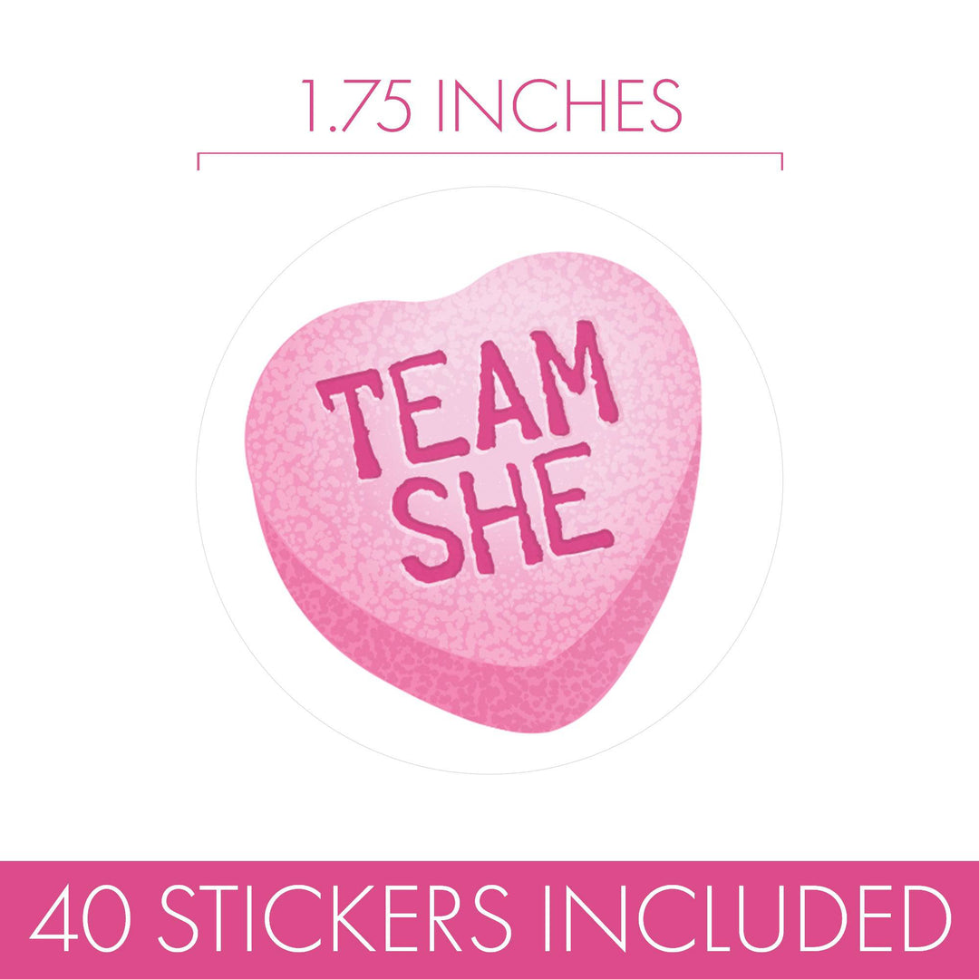 Valentine's Day Gender Reveal Stickers:  What Will Our Little Sweetheart Be Gender Reveal - 40 Stickers - Distinctivs Party