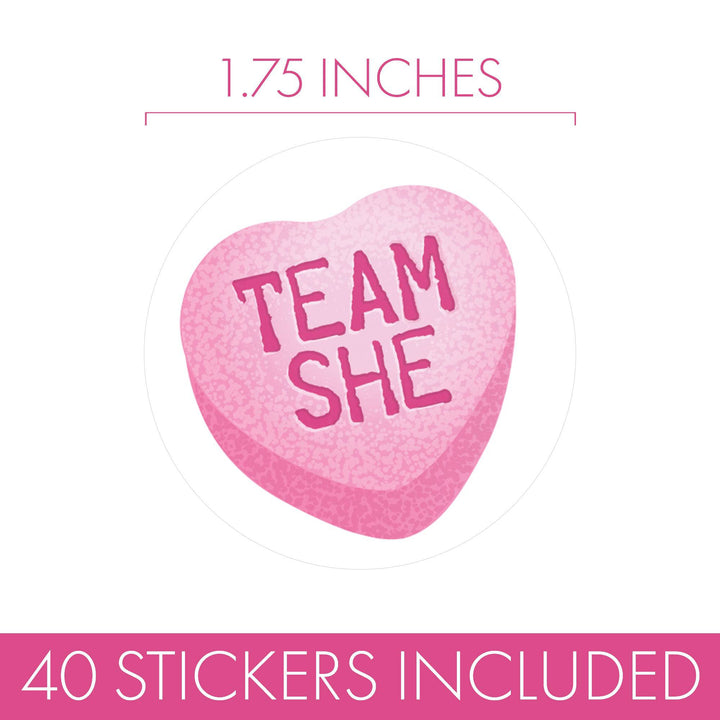 Valentine's Day Gender Reveal Stickers:  What Will Our Little Sweetheart Be Gender Reveal - 40 Stickers - Distinctivs Party