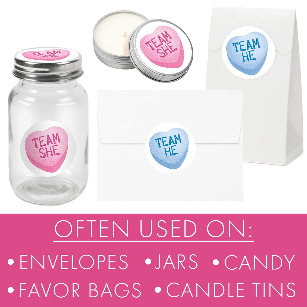Valentine's Day Gender Reveal Stickers:  What Will Our Little Sweetheart Be Gender Reveal - 40 Stickers - Distinctivs Party
