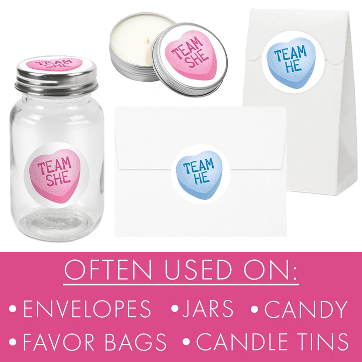 Valentine's Day Gender Reveal Stickers:  What Will Our Little Sweetheart Be Gender Reveal - 40 Stickers - Distinctivs Party
