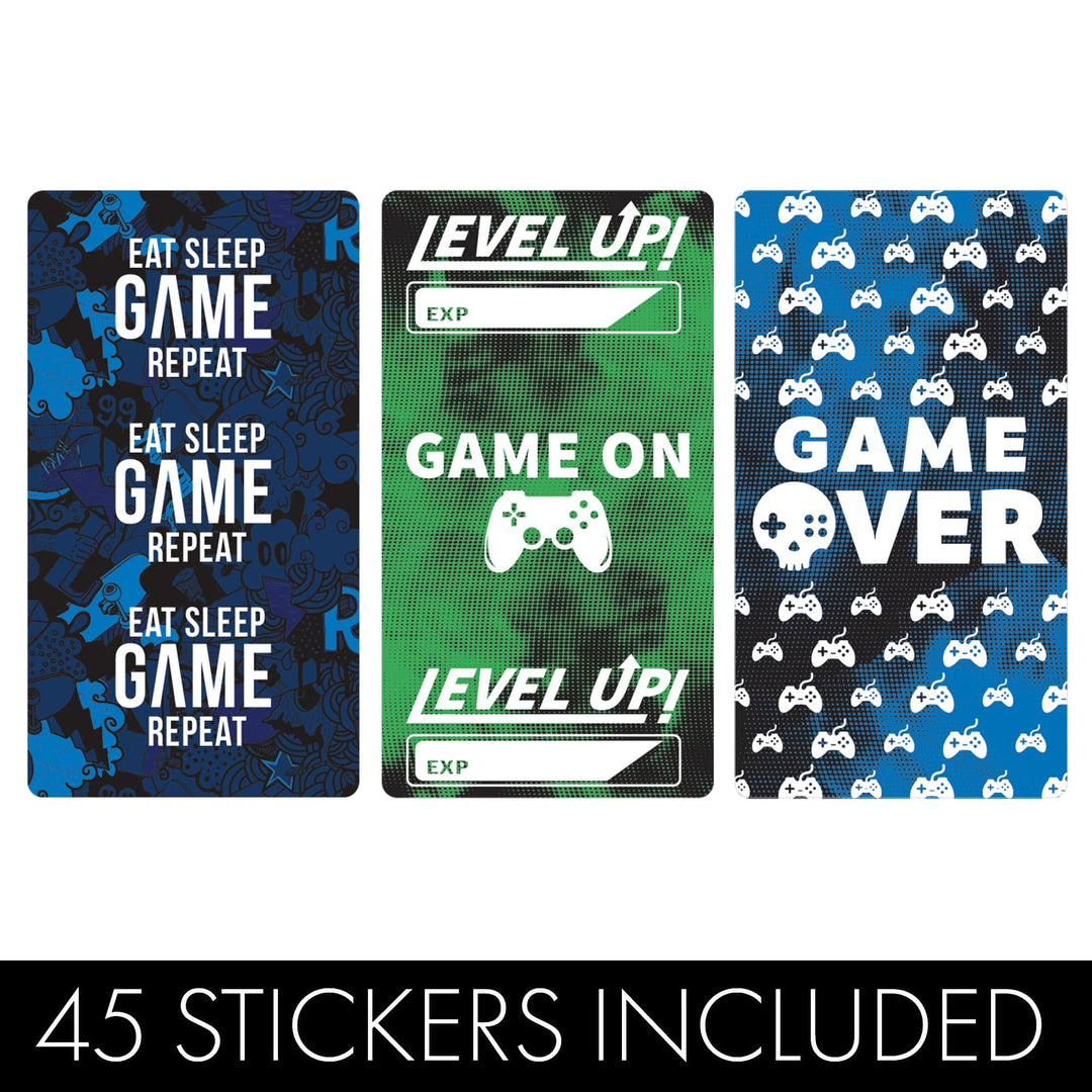 Video Gamer - Kid's Birthday - Hershey's Miniatures Candy Bar Wrappers Stickers - 45 Stickers