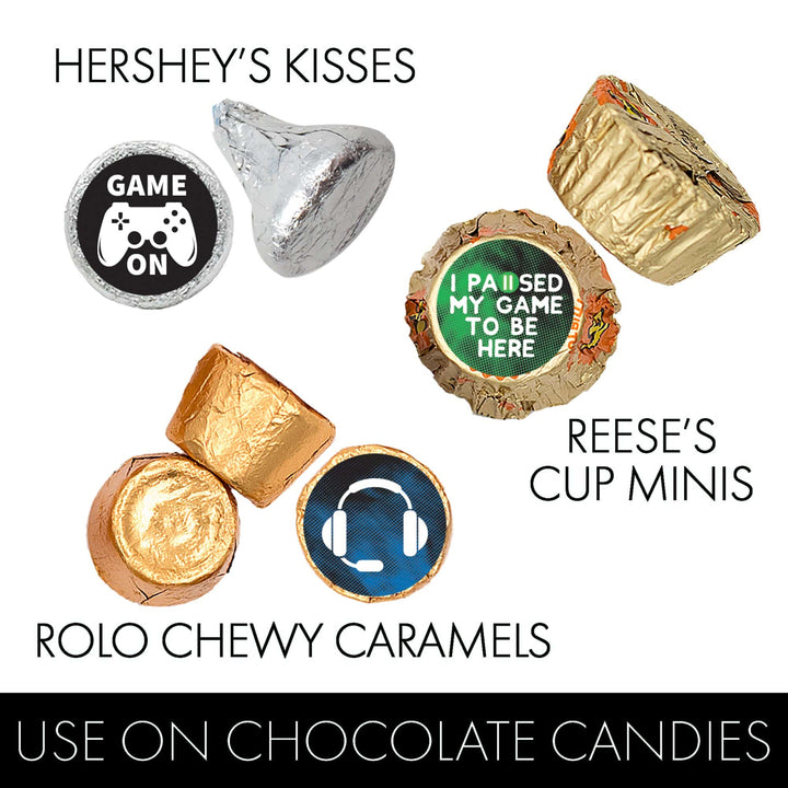 Video Gamer - Kid's Birthday - Party Favor Stickers - Fits on Hershey's Kisses - 180 Stickers - Distinctivs Party