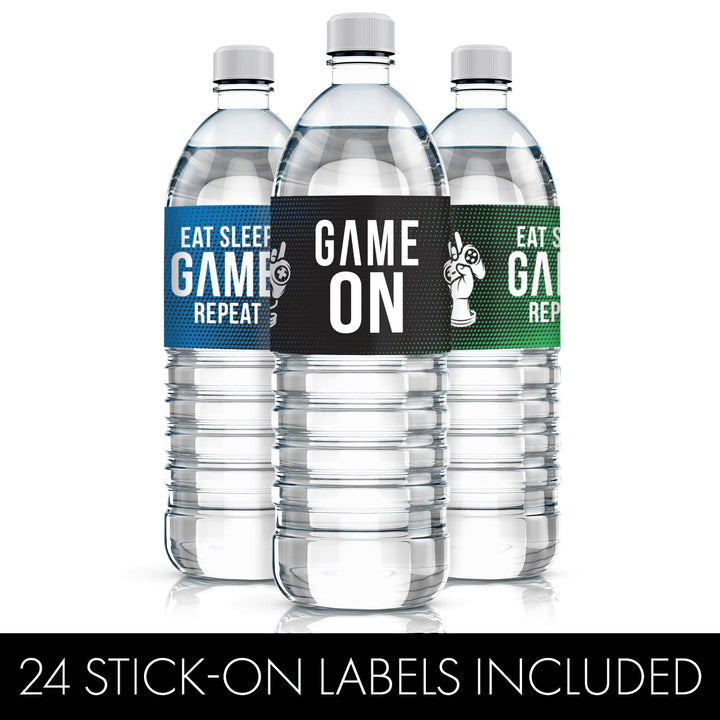 Video Gamer - Kid's Birthday - Water Bottle Labels - 24 Waterproof Stickers