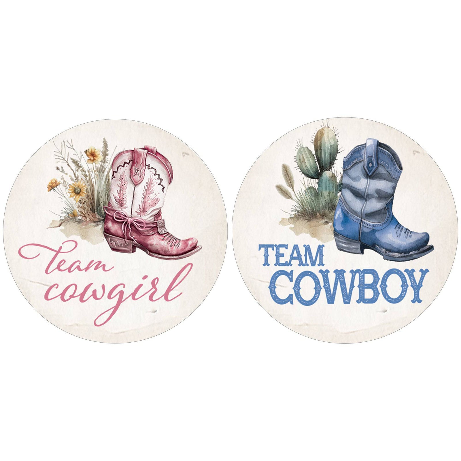 Western Baby: Gender Reveal Party - Team Cowboy or Team Cowgirl - 40 Stickers - Distinctivs Party