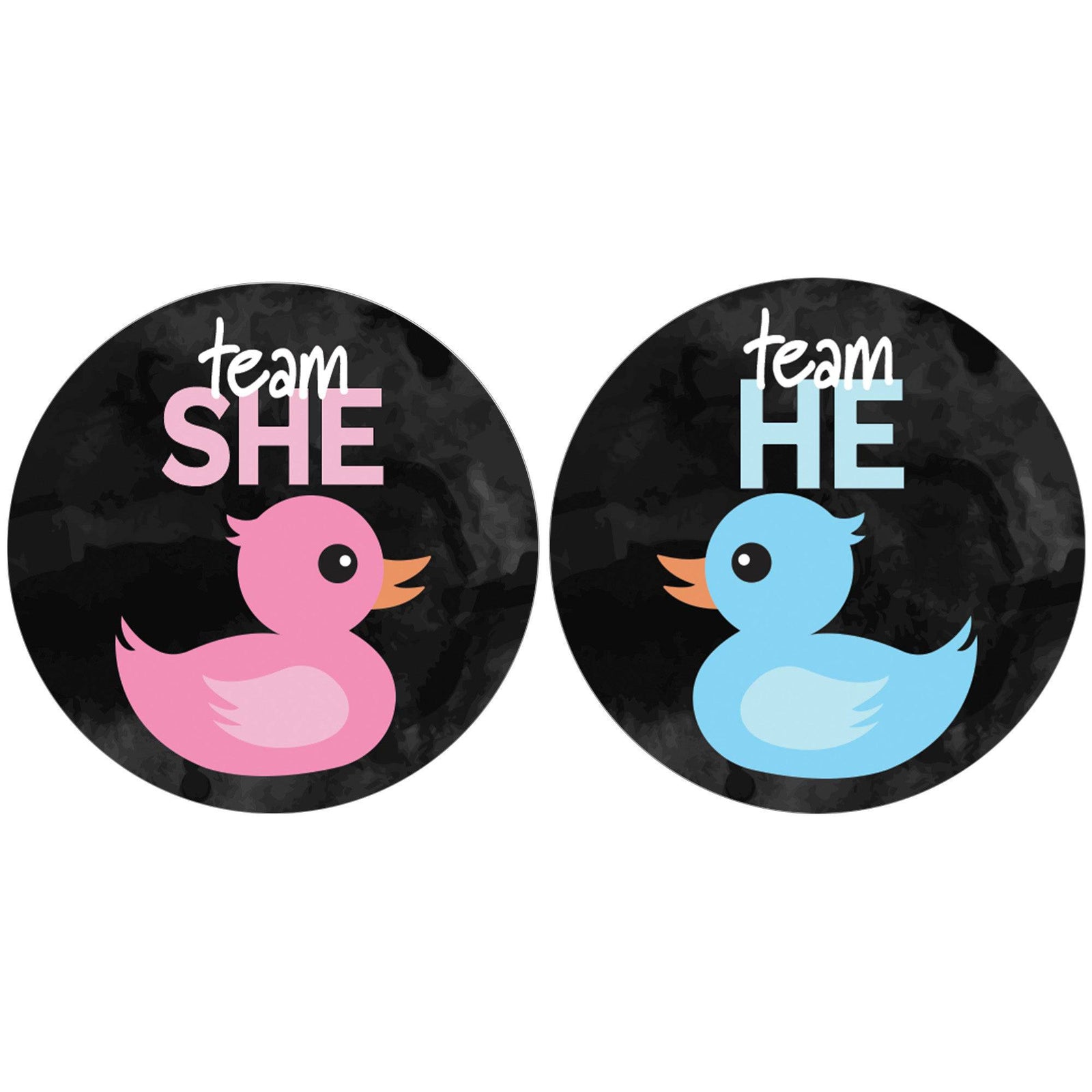 What the Duck Are They Having Gender Reveal Party - Team He or Team She - 40 Stickers - Distinctivs Party