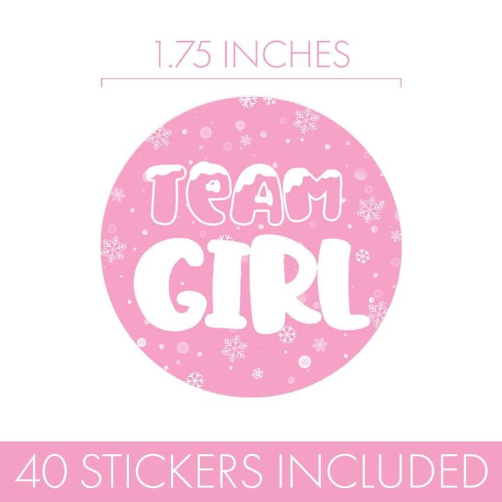 What Will Our Snowflake Be Winter Baby Gender Reveal Party - Blue or Pink Team Boy or Girl - 40 Stickers - Distinctivs Party