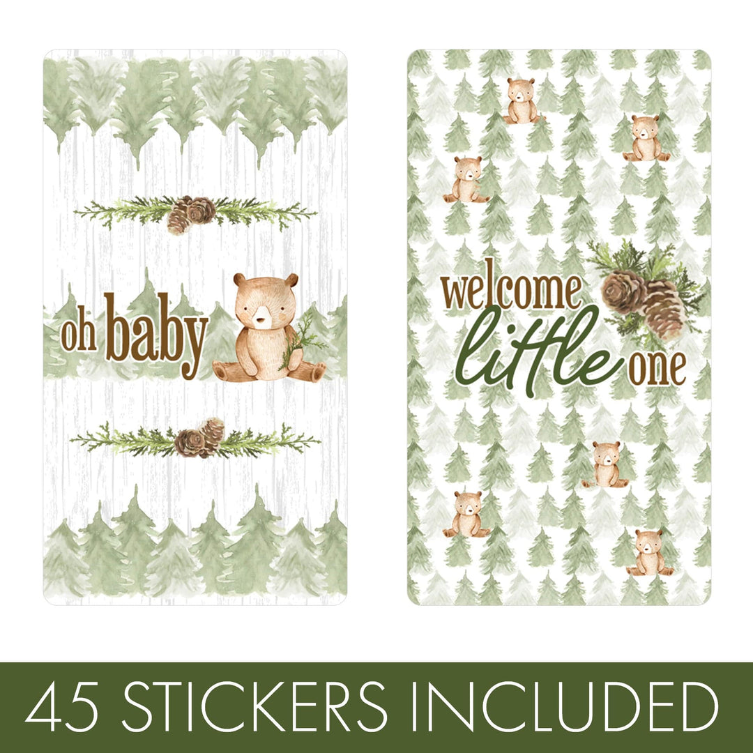 Woodland Bear: Baby Shower Mini Candy Bar Labels - 45 Stickers