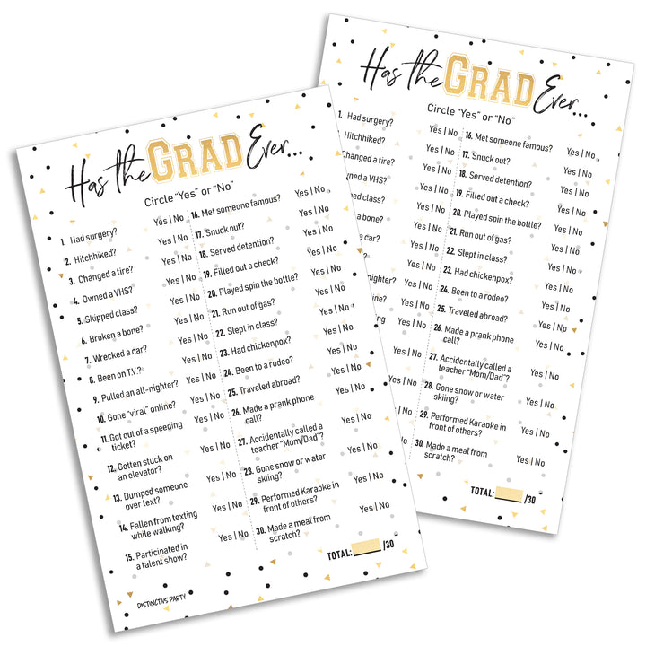 Graduation Party Game: Has the Grad Ever Class of 2024 Graduation Party Activity - 25 Cards