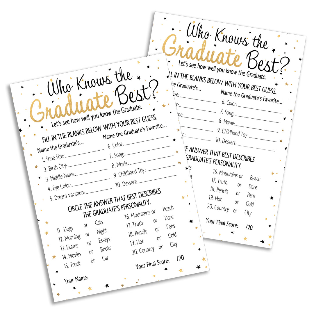 Graduation Party Game: Who Knows the Graduate Best - Class of 2024 - 25 Cards