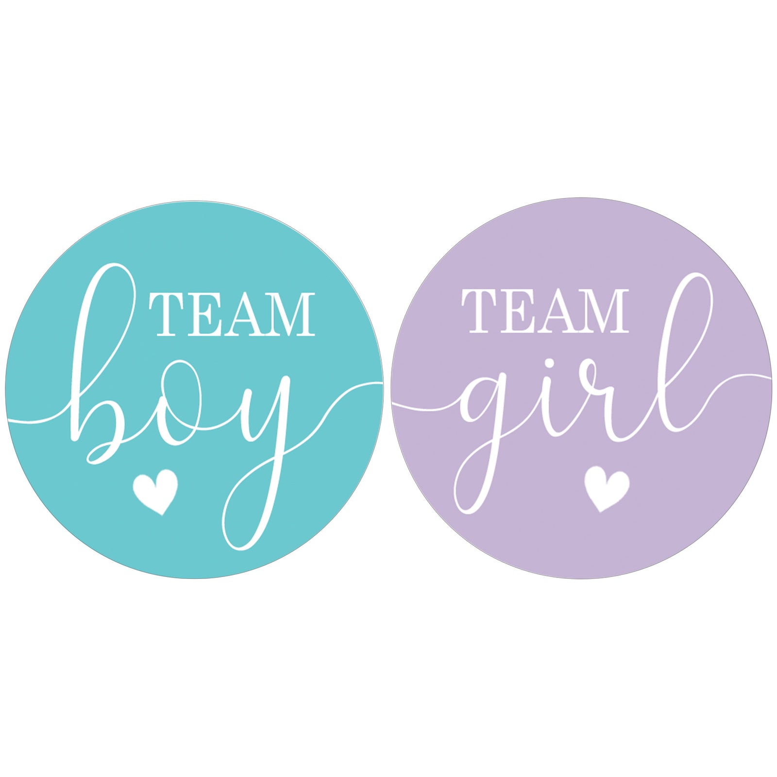Gender Reveal Party: Purple and Teal - Team Boy or Team Girl Stickers - 40 Stickers - Distinctivs Party