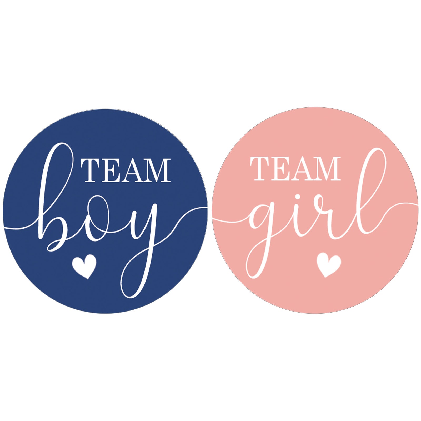 Gender Reveal Party: Navy and Blush - Team Boy or Team Girl Stickers - 40 Stickers - Distinctivs Party
