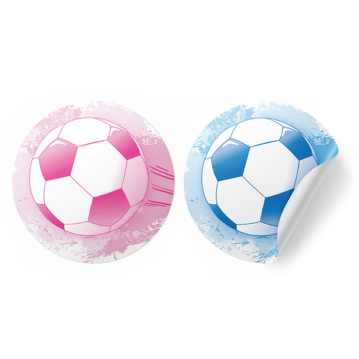 Soccer: Gender Reveal Party - Pink or Blue - 40 Stickers