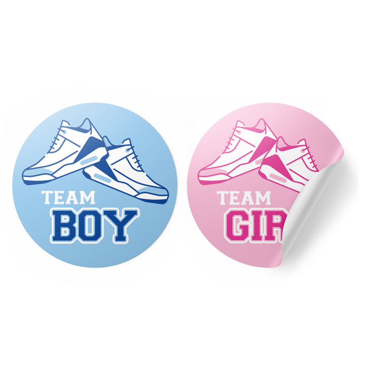 Sneakers: Gender Reveal Party - Team Boy or Team Girl - 40 Stickers