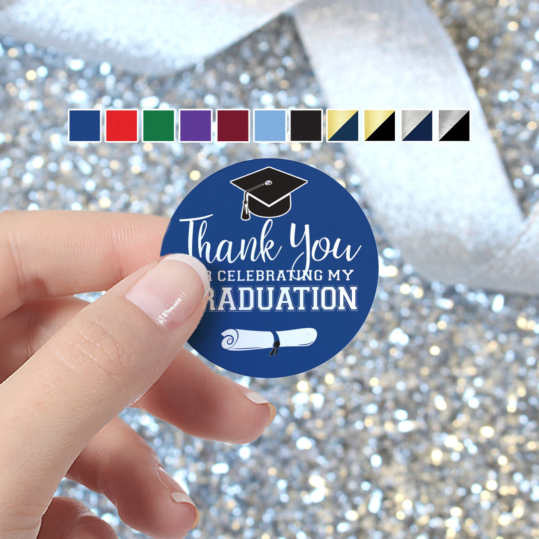 Clase de fiesta de graduación de 2024: etiquetas adhesivas de agradecimiento, 11 colores escolares, 40 pegatinas