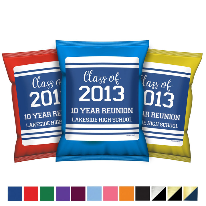 Pegatinas personalizadas para bolsas de chips y bolsas de refrigerios de reunión de clase