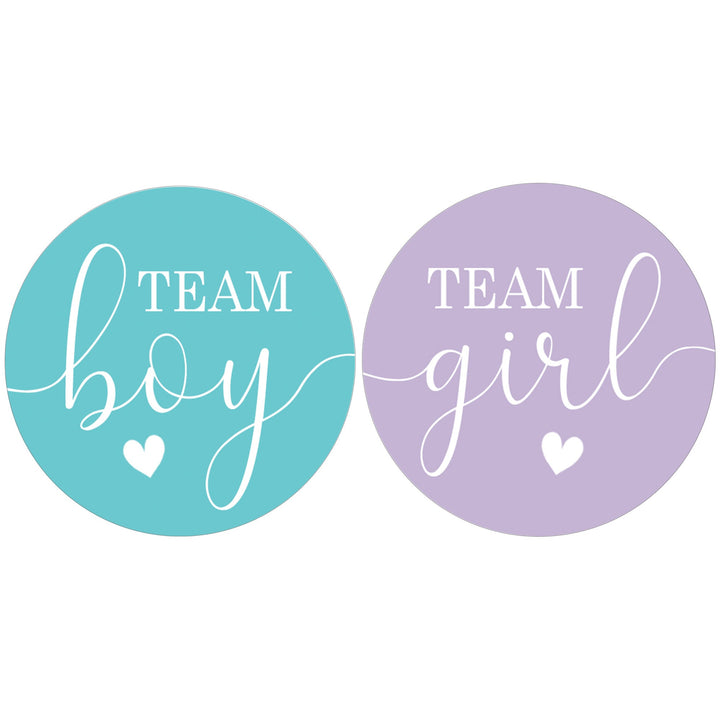 Gender Reveal Party: Four Color Sets - Team Boy or Team Girl Stickers - 40 Stickers