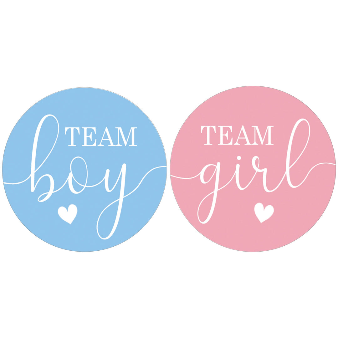 Gender Reveal Party: Four Color Sets - Team Boy or Team Girl Stickers - 40 Stickers