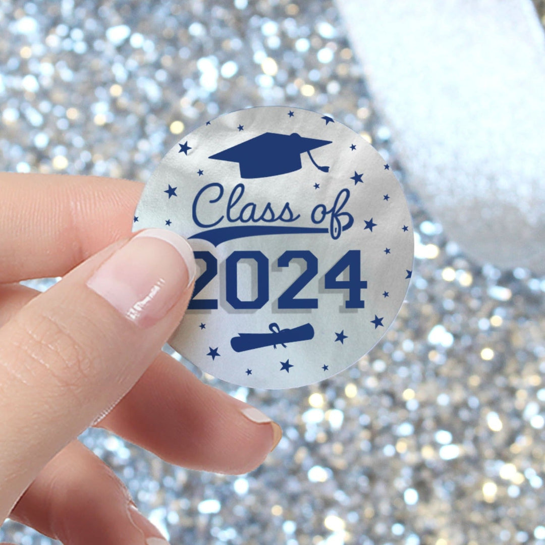 Graduation Class of 2024: Graduation Party Favors Circle Stickers for Envelopes, Bag Seals - 10 School Colors - 40 Stickers