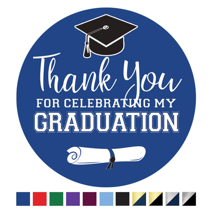 2023 Graduation Party Thank You Sticker Labels - 40 Stickers (11 Colors)