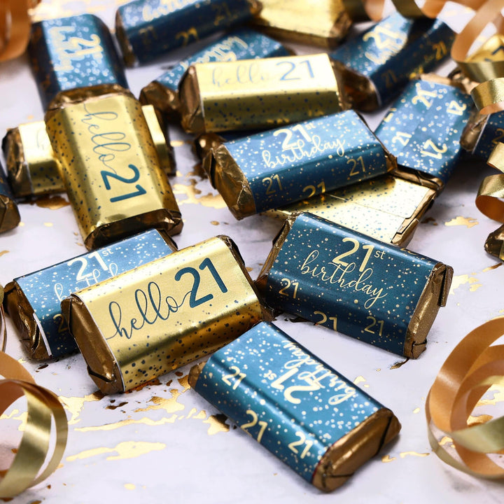 21st birthday navy blue and gold candy