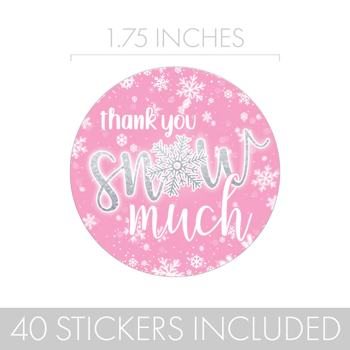 Onederland Snowflake: Pink- Winter First Birthday - Thank You So Much - 45 Stickers
