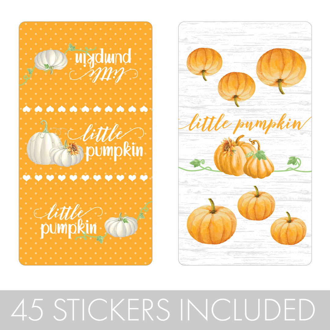 Little Pumpkin: Orange - Baby Shower -  Hershey's Miniatures Candy Bar Wrappers Stickers - 45 Pack