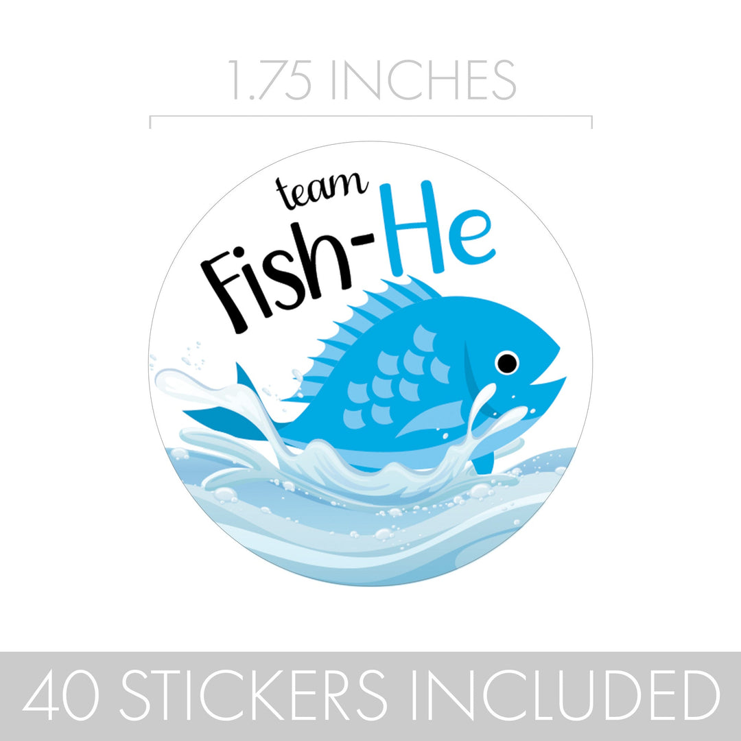 Colorful Gender Reveal Party Stickers for Fishing Enthusiasts
