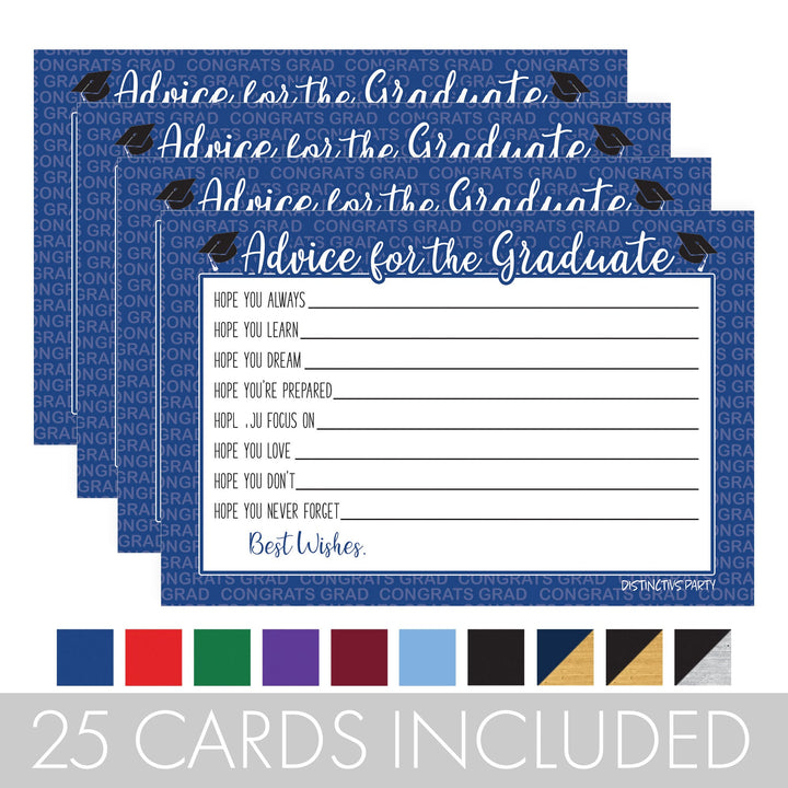 Graduation Party Class of 2024: Graduation Advice Cards – 11 School Colors - 25 Cards