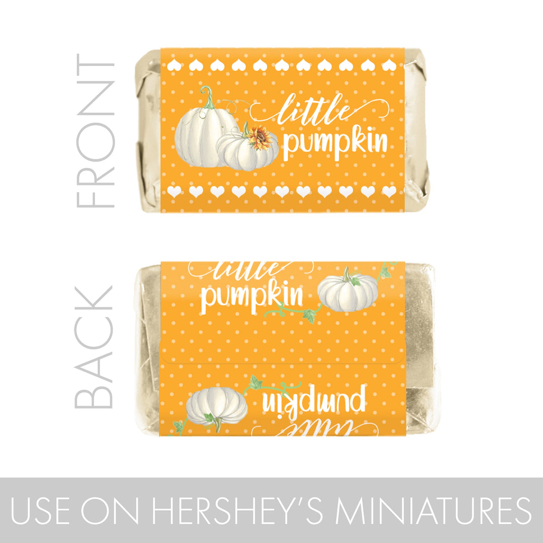 Little Pumpkin: Orange - Baby Shower -  Hershey's Miniatures Candy Bar Wrappers Stickers - 45 Pack