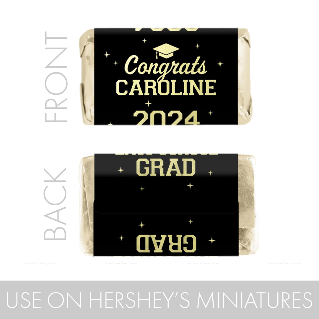 Graduación personalizada de la Facultad de Derecho: nombre y año personalizados - Envoltorios para barra de chocolate - Se adapta a miniaturas de Hershey® - 45 pegatinas