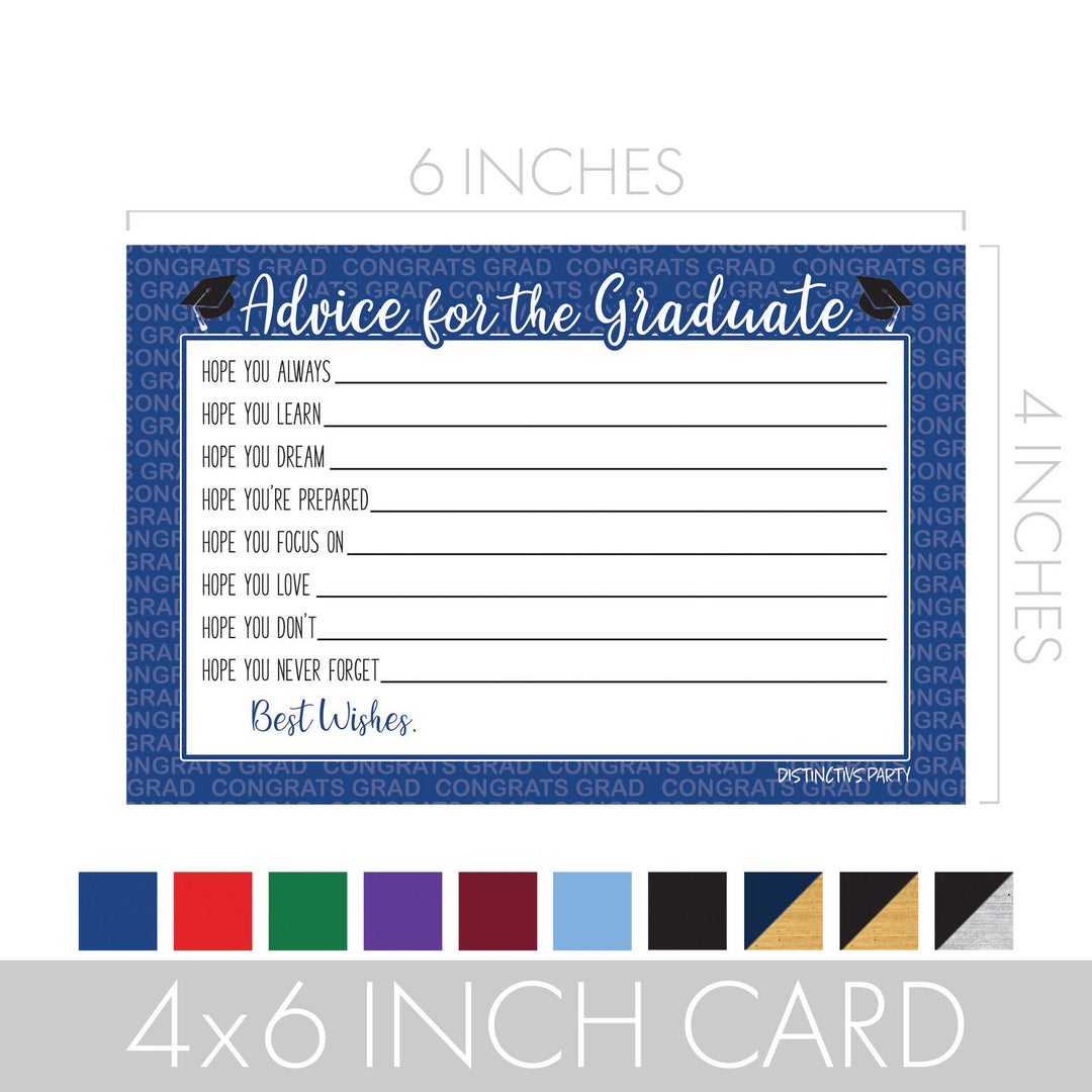 Graduation Party Class of 2024: Graduation Advice Cards – 11 School Colors - 25 Cards