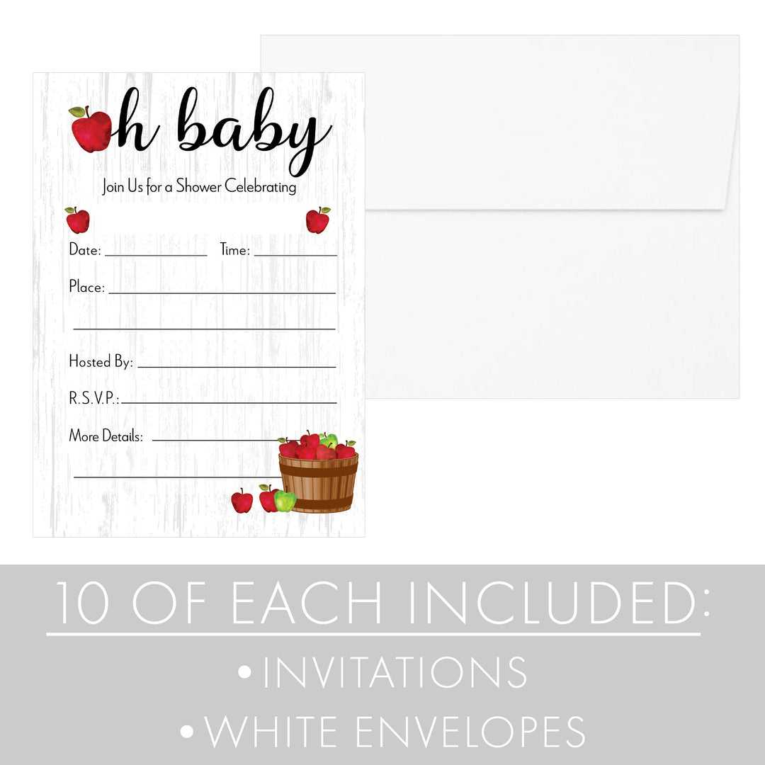 Apple Farmhouse: Baby Shower -  Party Invitations – 10 Cards