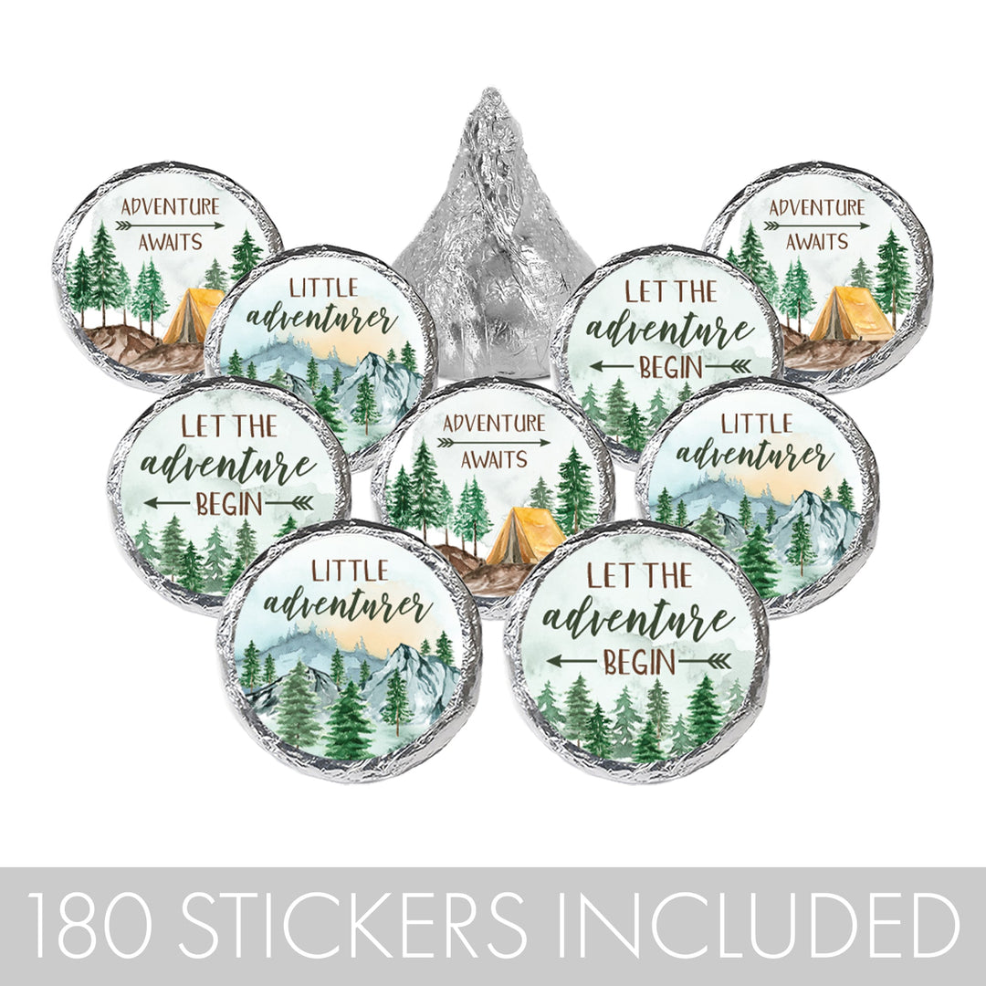 Little Adventurer - Baby Shower Stickers - Fits on Hershey's Kisses - 180 Pack