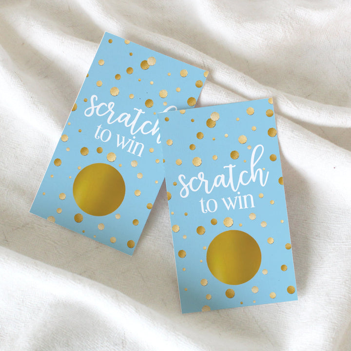 Gold Confetti: Blue - It's a Boy Baby Shower - Scratch Off Game Cards - 28 Scratchers