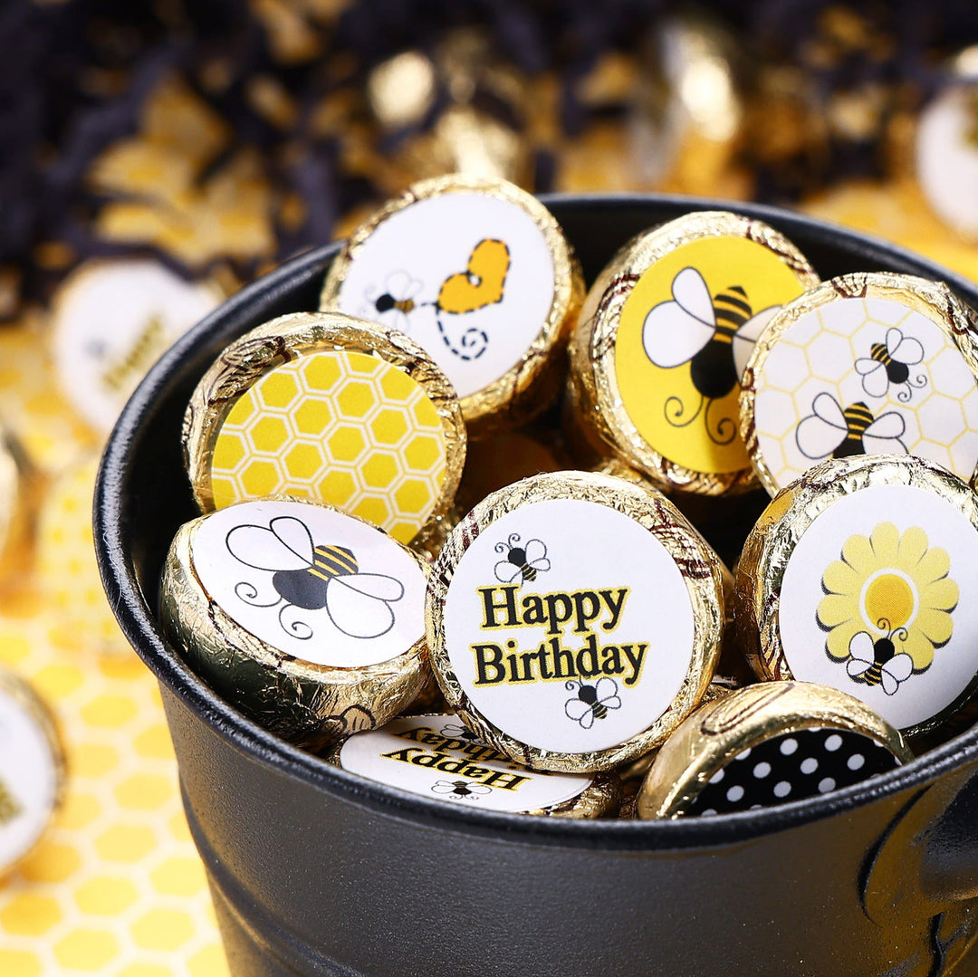 Happy Birthday Bumble Bee Themed Stickers