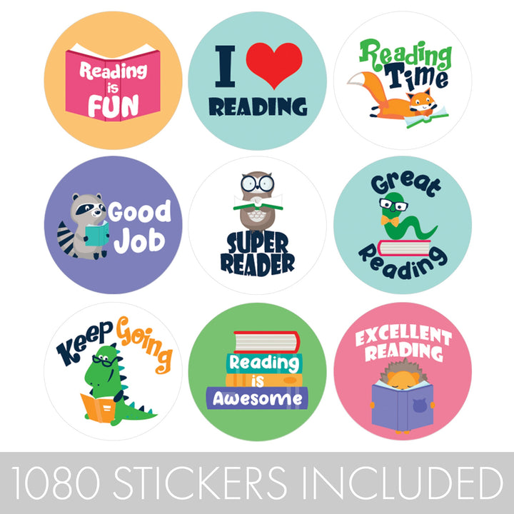 Motivational Teacher Reward Stickers for Students: Reading is Fun (1,080 Stickers)