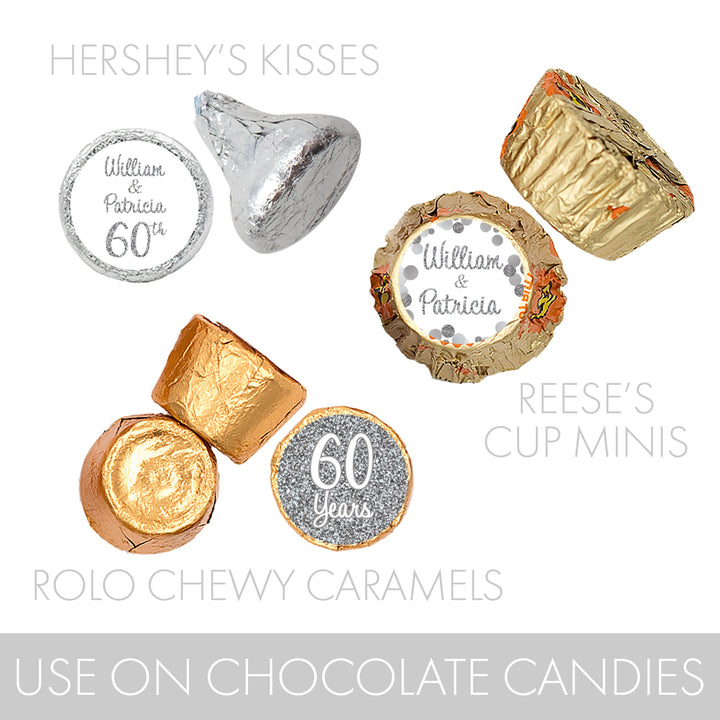 Personalized Silver Wedding Anniversary Party Favor Stickers - Fits on  Fits on Hershey®  Kisses - 180 or 450 Count