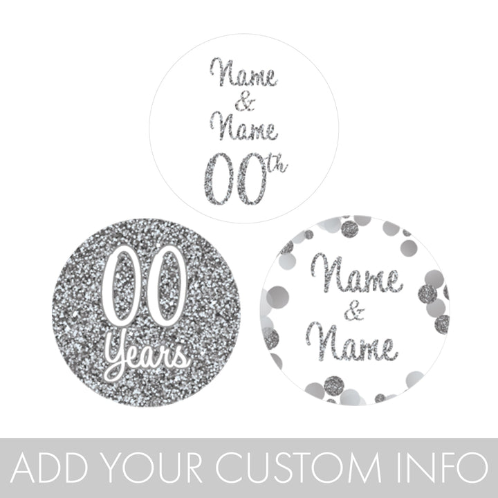 Personalized Silver Wedding Anniversary Party Favor Stickers - Fits on  Fits on Hershey®  Kisses - 180 Count