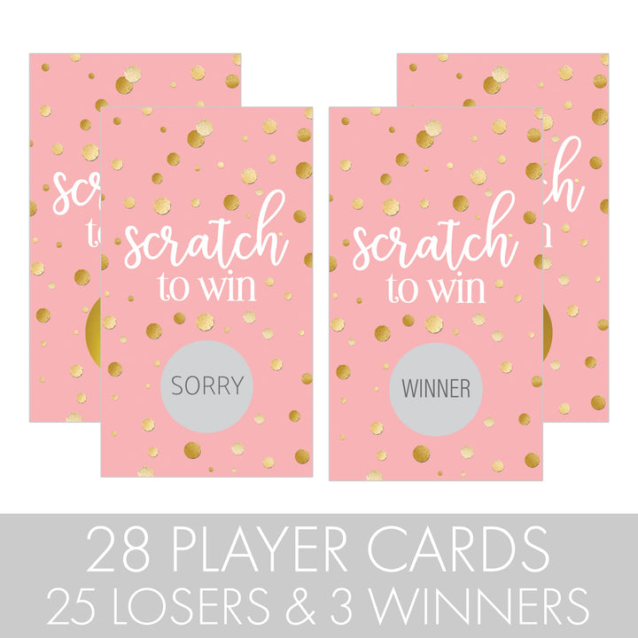 Gold Confetti: Pink - Tarjetas de juego para rascar - 28 rascadores