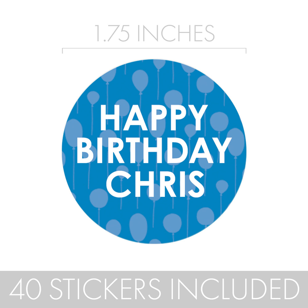Personalized Birthday: 18 Color Options - Party Favor Stickers with Name - 40 Stickers