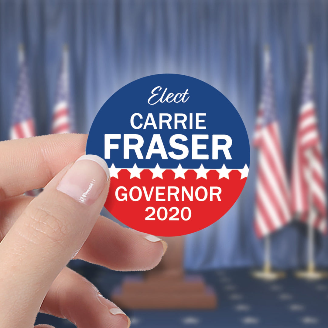 Personalized Political Campaign Vote For Stickers - Customize 1000 Round Circles - Blue & Red