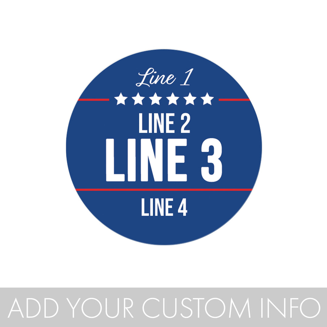 Personalized Political Campaign Vote For Stickers - Customize 1000 Round Circles - Blue