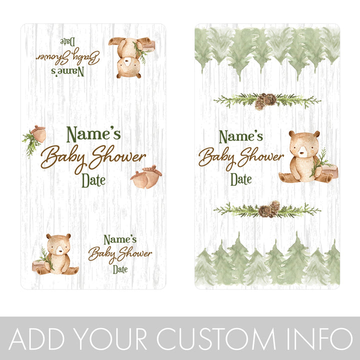 Personalized Woodland Bear: Mini Candy Bar Labels - 45 Stickers