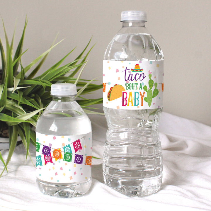 Taco 'Bout a Baby: Baby Shower- Etiquetas adhesivas para botellas de agua - 24 pegatinas